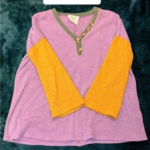 BiBi Purple and Gold V-Neck Sweater
